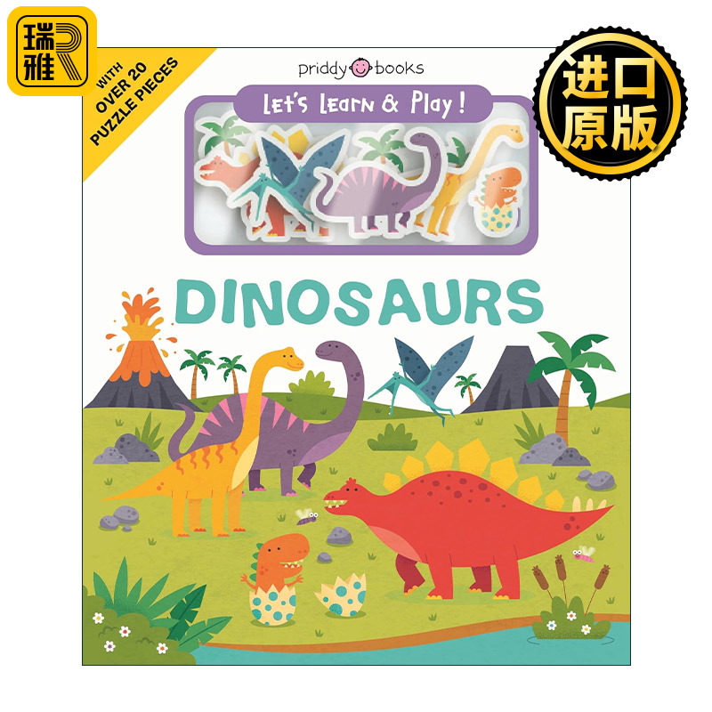 英文原版 Let's Learn & Play Dinosaurs 边学边玩 恐龙 儿童益智游戏场景互动纸板书 英文版 进口英语原版书籍