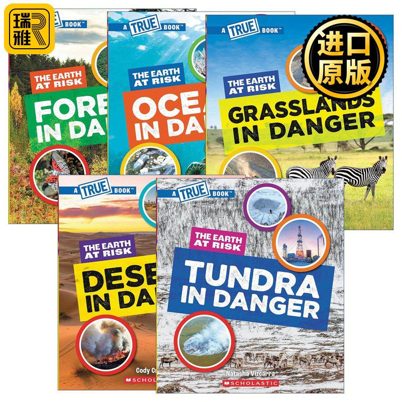 英文原版 The Earth at Risk 学乐真相百科 5册 五大生物群落之危险的沙漠/森林/草原/海洋/苔原 英文版 进口英语原版书籍