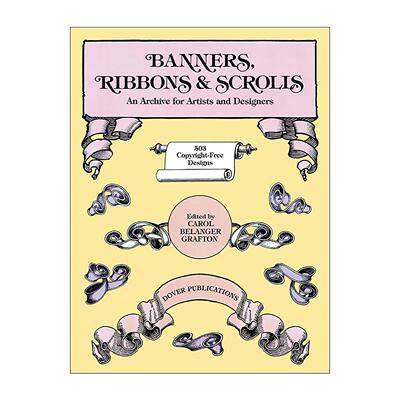 英文原版 Banners Ribbons and Scrolls 横幅 丝带与卷轴 艺术装饰设计图案素材集 英文版 进口英语原版书籍