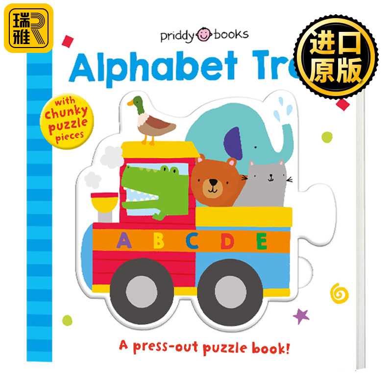 字母火车 纸板书 英文原版 Puzzle and Play Alphabet Train 字母认知单词启蒙纸板操作书 拼图活动书Roger Priddy Books英语书籍 书籍/杂志/报纸 儿童读物原版书 原图主图