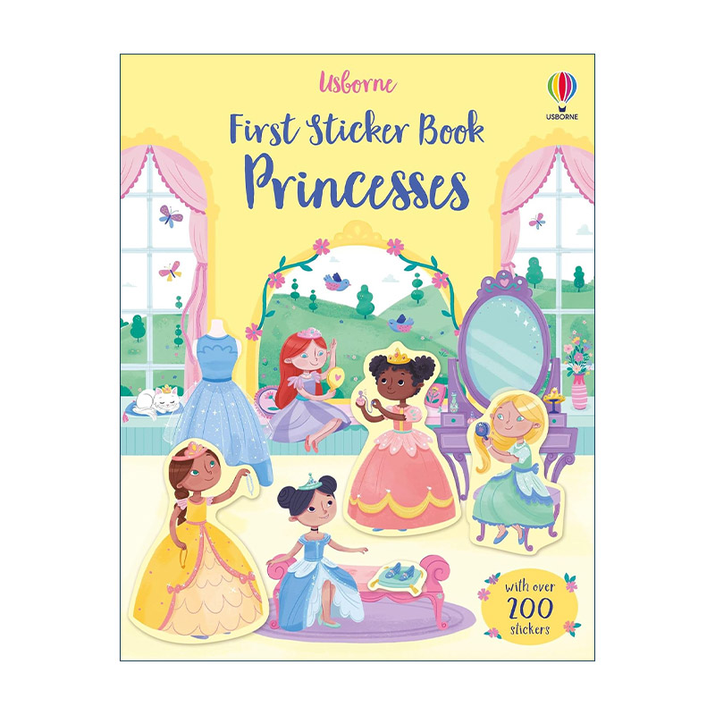 英文原版 Usborne First Sticker Book: Princesses 公主主题贴纸书 200多张贴纸 尤斯伯恩儿童启蒙认知益智游戏 进口英语原版书籍