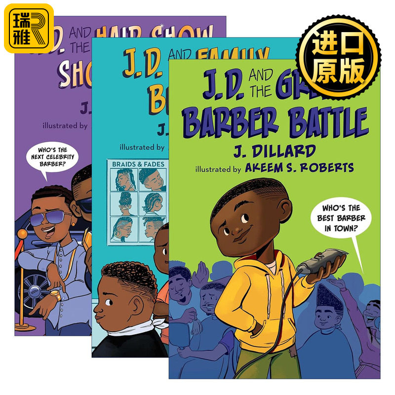 英文原版 J.D. the Kid Barber系列3册 理发师大战 发型秀对决 家族生意 儿童理发师系列2 儿童章节桥梁故事书 进口英语原版书籍
