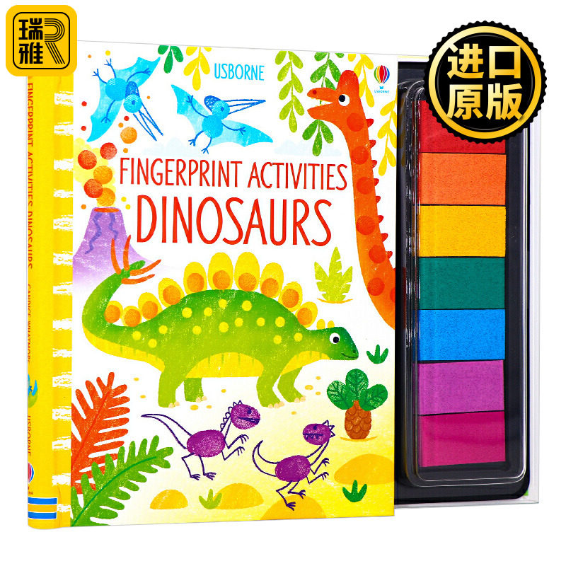 恐龙 手指印画活动书 fingerprint activities dinosaurs 英文原版
