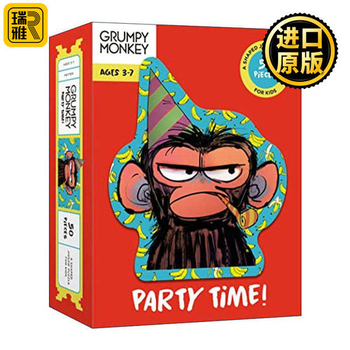 英文原版 Grumpy Monkey Party Time Puzzle 暴怒猴派对时间 拼图 儿童趣味益智游戏 英文版 进口英语原版书籍