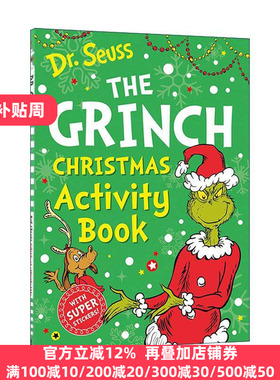 英文原版 The Grinch Christmas Activity Book 苏斯博士 圣诞怪杰活动书 儿童趣味练习册 英文版 进口英语原版书籍