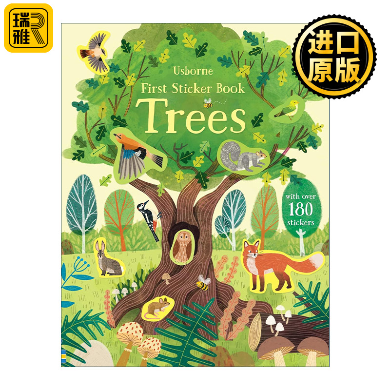 Usborne First Sticker Book Trees 树主题贴纸书 180多张贴纸 尤斯伯恩儿童启蒙认知益智游戏