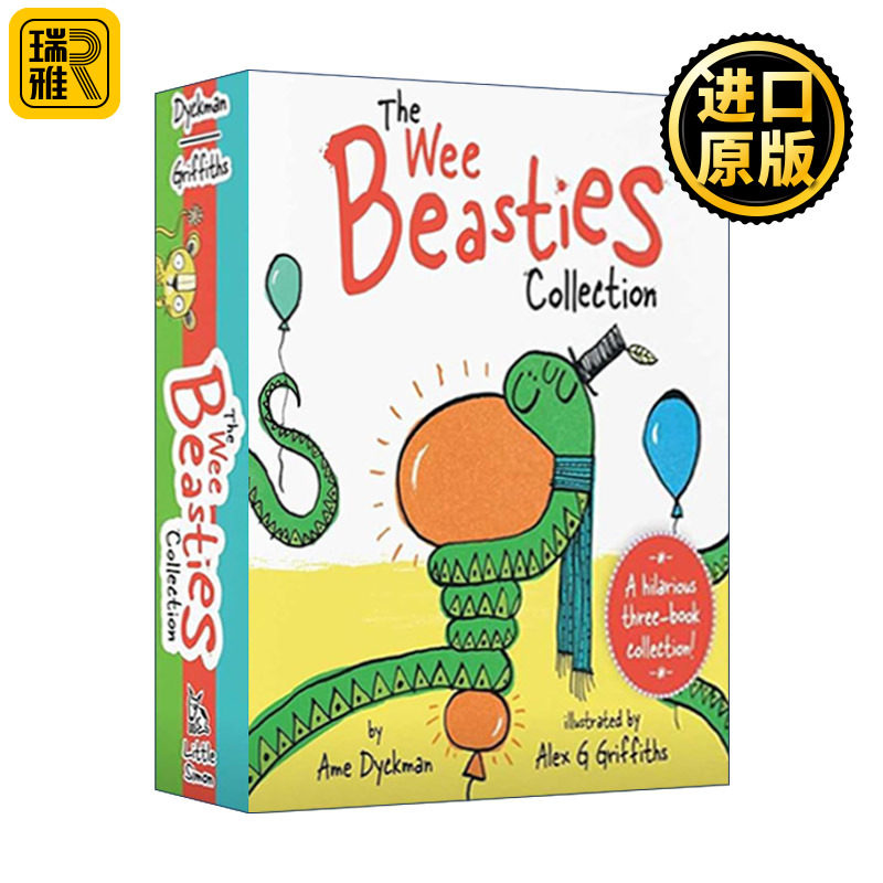 英文原版 The Wee Beasties Collection 小动物3册 纸板书盒装 含蟒蛇哈吉喜欢拥抱 狮子叫的太大声了 英文版 进口英语原版书籍