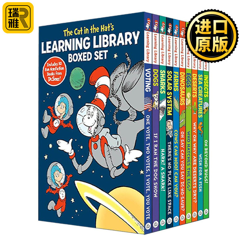 英文原版 The Cat in the Hat's Learning Library Boxed Set 苏斯博士戴帽子的猫学习图书馆盒装套装 10册经典儿童绘本合集英文版