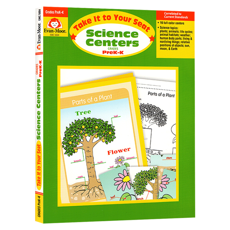 核心技能训练系列 科学 幼儿园小中大班 英文原版 Evan-Moor Science Centers Grades PreK-K 美国加州英语教辅教材evanmoor