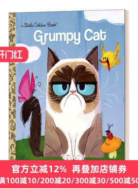 英文原版 The Little Grumpy Cat that Wouldn't Grumpy Cat Little Golden Book 不愿去的小不爽猫 兰登书屋精装小金书 进
