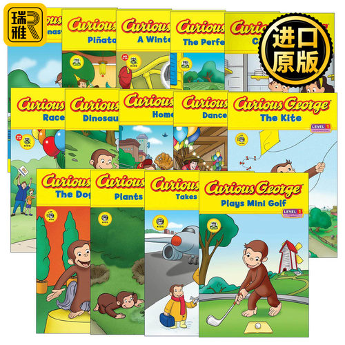 英文原版 Curious George 好奇猴乔治分级读物Level 1系列14册 体操真好玩 恐龙踪迹 去旅行 玩迷你高尔夫 英文版 进口原版书籍