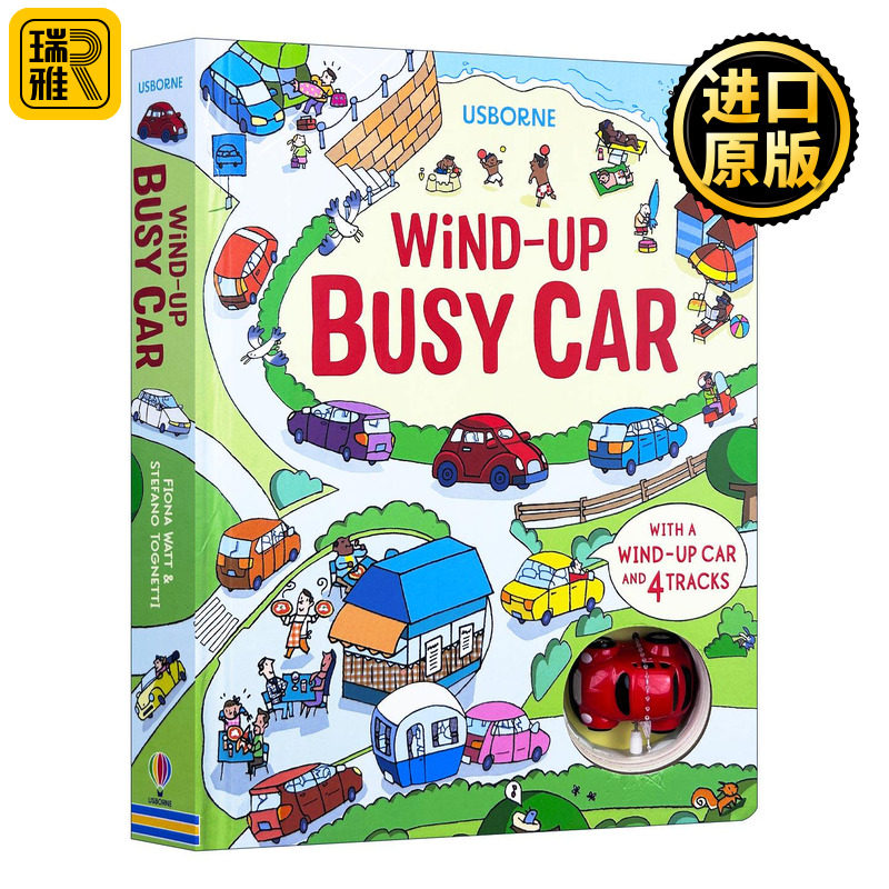 英文原版 Wind-up Busy Car 发条繁忙小车 轨道玩具书 英文版 进口英语原版书籍