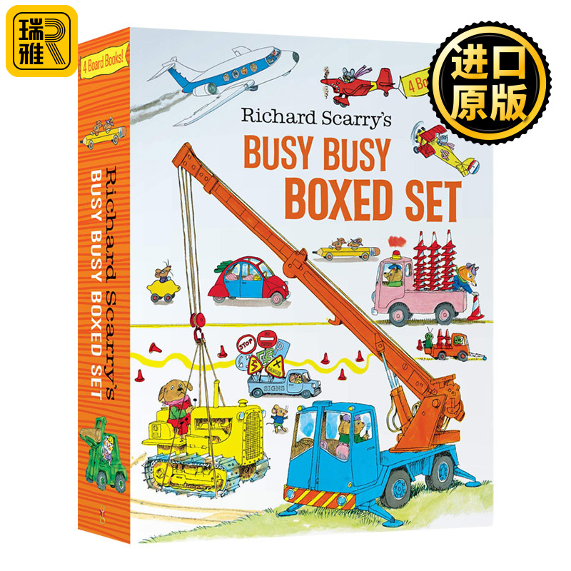 4 Richard Scarry's Busy Busy Boxed Set Richard Scarry儿童绘本