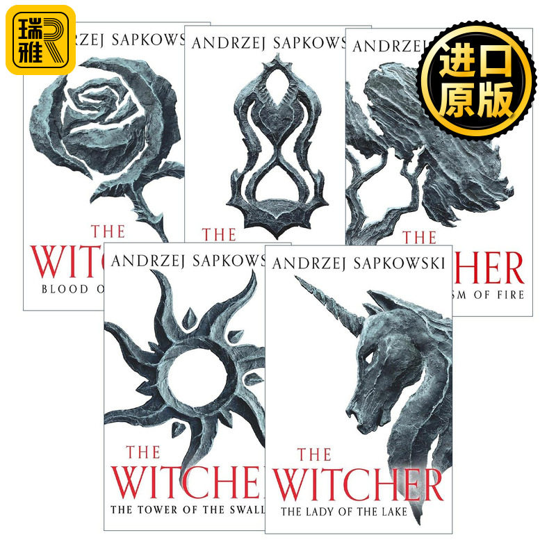 英文原版 The Witcher 巫师猎魔人系列1-5册 湖中女士 雨燕之塔 火的洗礼 蔑视时代 精灵之血 英文版 进口英语原版书籍