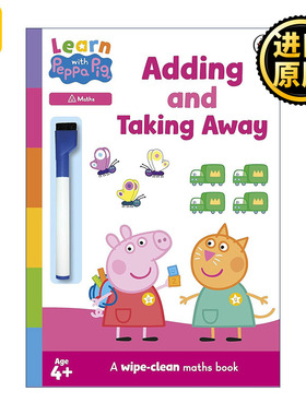 英文原版 Learn with Peppa Adding and Taking Away wipe-clean activity book 和小猪佩奇一起学简单加减法 可擦写活动书 进口