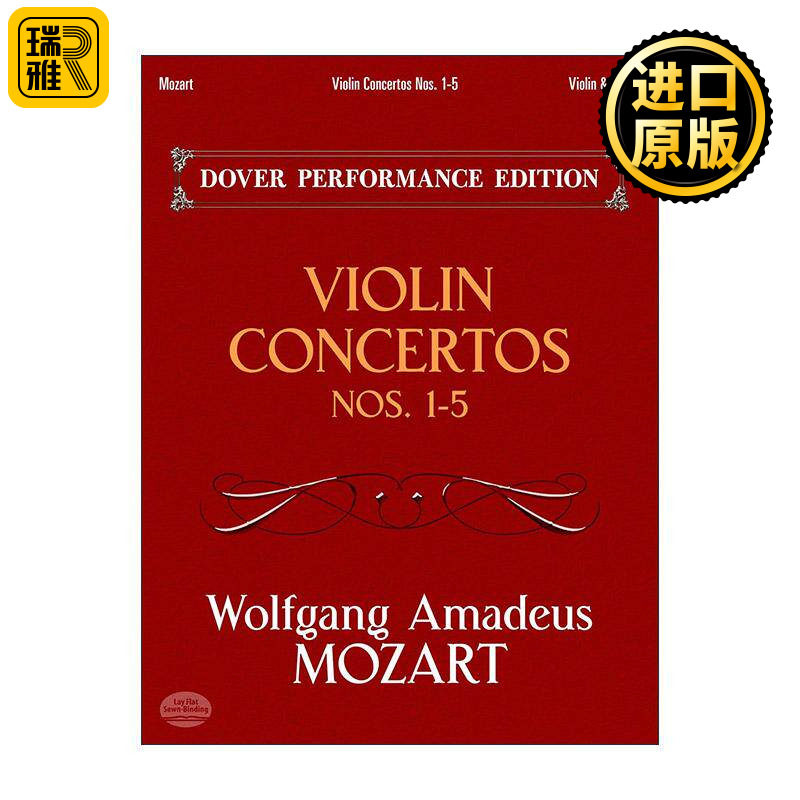 英文原版 Violin Concertos Nos.1-5 小提琴协奏曲 1-5号 含独奏部分 乐谱 莫扎特 英文版 进口英语原版书籍