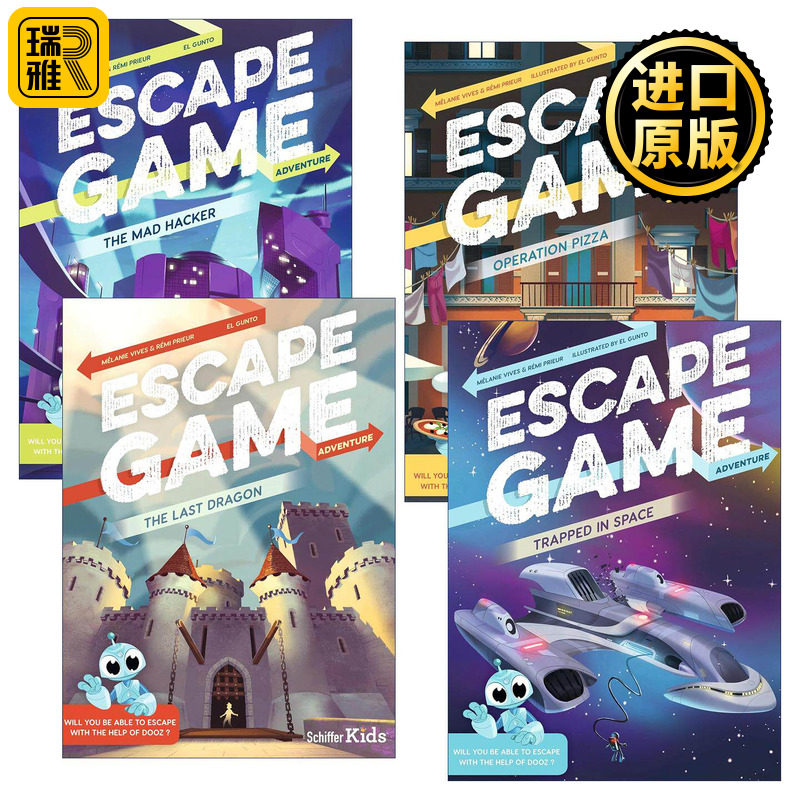 英文原版 Escape Game Adventure 逃脱游戏冒险之旅4册 儿童益智游戏活动书 科幻小说 谜题 迷宫 英文版 进口英语原版书籍