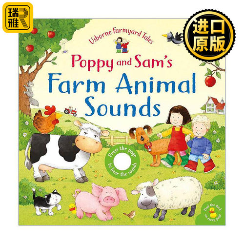 英文原版 Poppy and Sam's Farm Animal Sounds 尤斯伯恩波比和山姆农场动物的声音 儿童启蒙认知动物主题纸板发声书 英文版