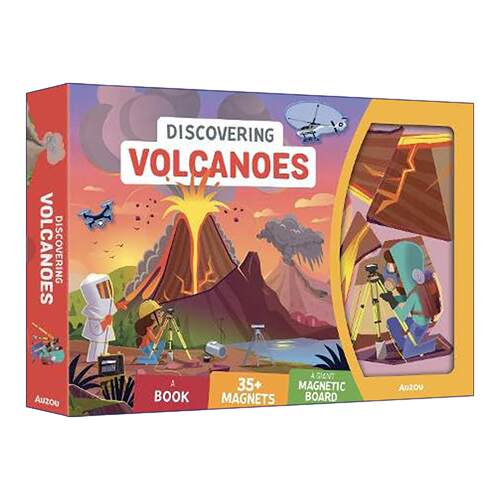 英文原版 Discovering Volcanoes 发现火山游戏盒装 含故事书 磁板 超80个磁力玩具 英文版 进口英语原版书籍