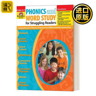 通过自然拼读与单词学习打败阅读障碍 四至六年级 英文原版 Evan-Moor Phonics and Word Study for Struggling Readers Grade 4-6