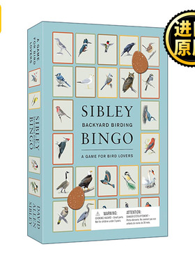 英文原版 Sibley Backyard Birding Bingo 西布利后院观鸟棋盘游戏 50种经典北美鸟类图 英文版 进口英语原版书籍