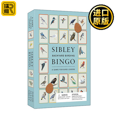 英文原版 Sibley Backyard Birding Bingo 西布利后院观鸟棋盘游戏 50种经典北美鸟类图 英文版 进口英语原版书籍