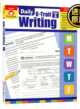 每日练习系列 系统写作 六年级 完整版 英文原版 Evan-Moor Daily 6-Trait Writing Grade 6 TE 美国加州小学英语教辅教材evanmoor
