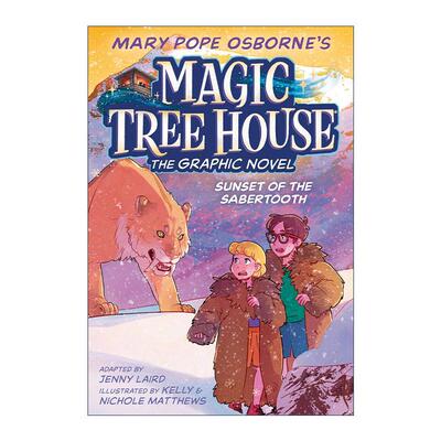 英文原版 Sunset of the Sabertooth Graphic Novel Magic Tree House 神奇树屋图像小说系列7 黄昏下的剑齿虎 进口英语原版书籍