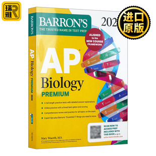 英文原版 AP Biology Premium 2026 巴朗AP生物学高级版 6套题+综合复习+在线练习 英文版 进口英语原版书籍