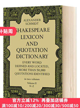 莎士比亚词典2 英文原版 Shakespeare Lexicon and Quotation Dictionary Vol 2 英文版 Alexander Schmidt 进口原版英语书籍