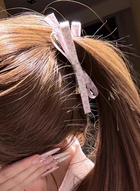 zoozmini小碎花蝴蝶结长款香蕉夹后脑勺盘发扭扭夹少女心发饰头饰