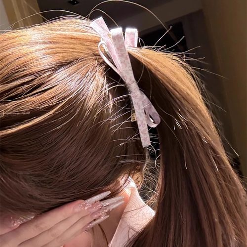 i小碎花蝴蝶结长款香蕉夹