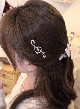 zoozmini音符发夹女蝴蝶时尚边夹一字夹韩系气质头饰顶夹简约发卡