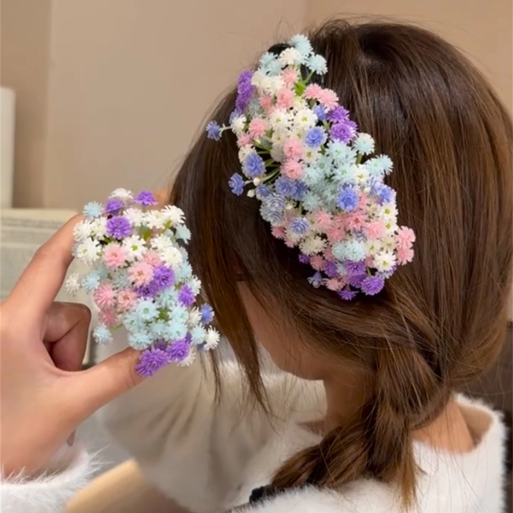 zoozmini刘亦菲同款满天星发夹女甜美发卡仿真花头花晚宴发饰头饰