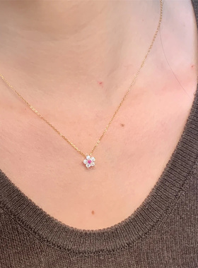花朵锆石吊坠项链精致通勤锁骨链