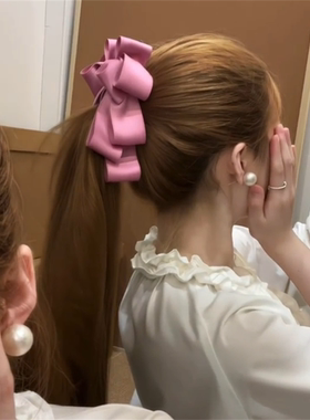 zoozmini粉色蝴蝶结Jennie同款香蕉夹竖夹高马尾发夹女发量多头饰