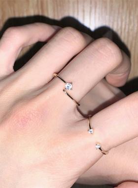 极细锆石戒指小众设计感轻奢叠戴