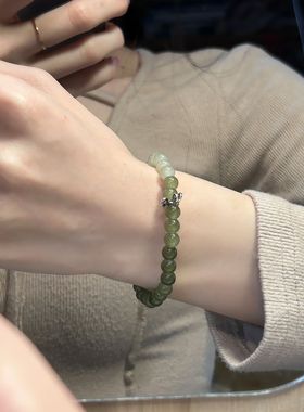 女天然和田玉手串转运珠高颜值