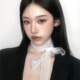 饰窄版 zoozmini韩国春夏珠光细长条款 丝巾女欧根纱飘带辣妹装 围巾