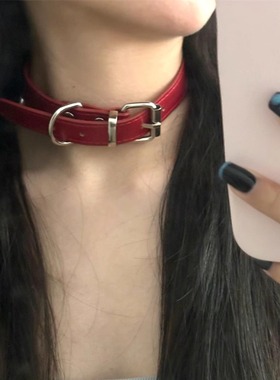 zoozmini万圣节项圈女颈带y2k小众设计皮颈圈朋克脖颈链性感脖圈