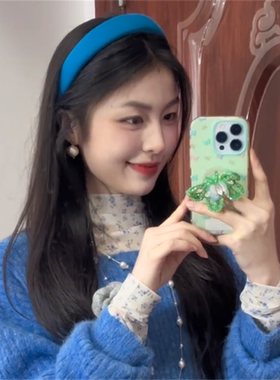 zoozmini蓝色海绵发箍女新款日常外戴高颅顶百搭头箍ins压发发饰