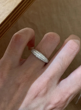 仿莫桑石戒指女宽版满钻排戒轻奢