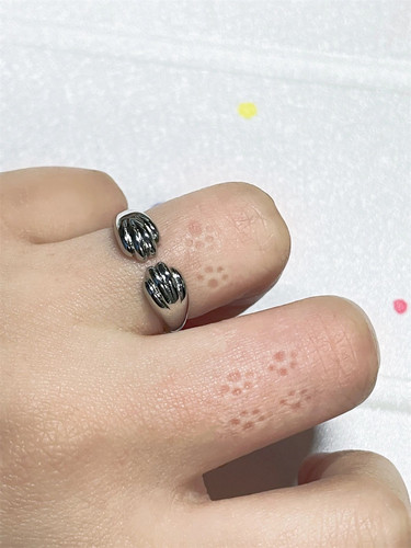 猫爪流浪猫开口留脚印戒指