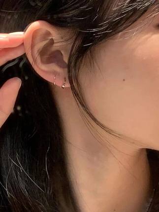 zoozmini几何旋转耳钉女s925银耳环一个耳洞就能戴适合小耳垂耳饰