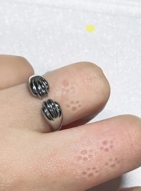 可爱通勤猫爪踩痕开口戒指女指环