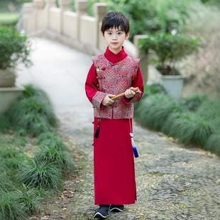 2025男童古装民国长衫晚清五四长衫相声演出服汉服中式大褂春秋款