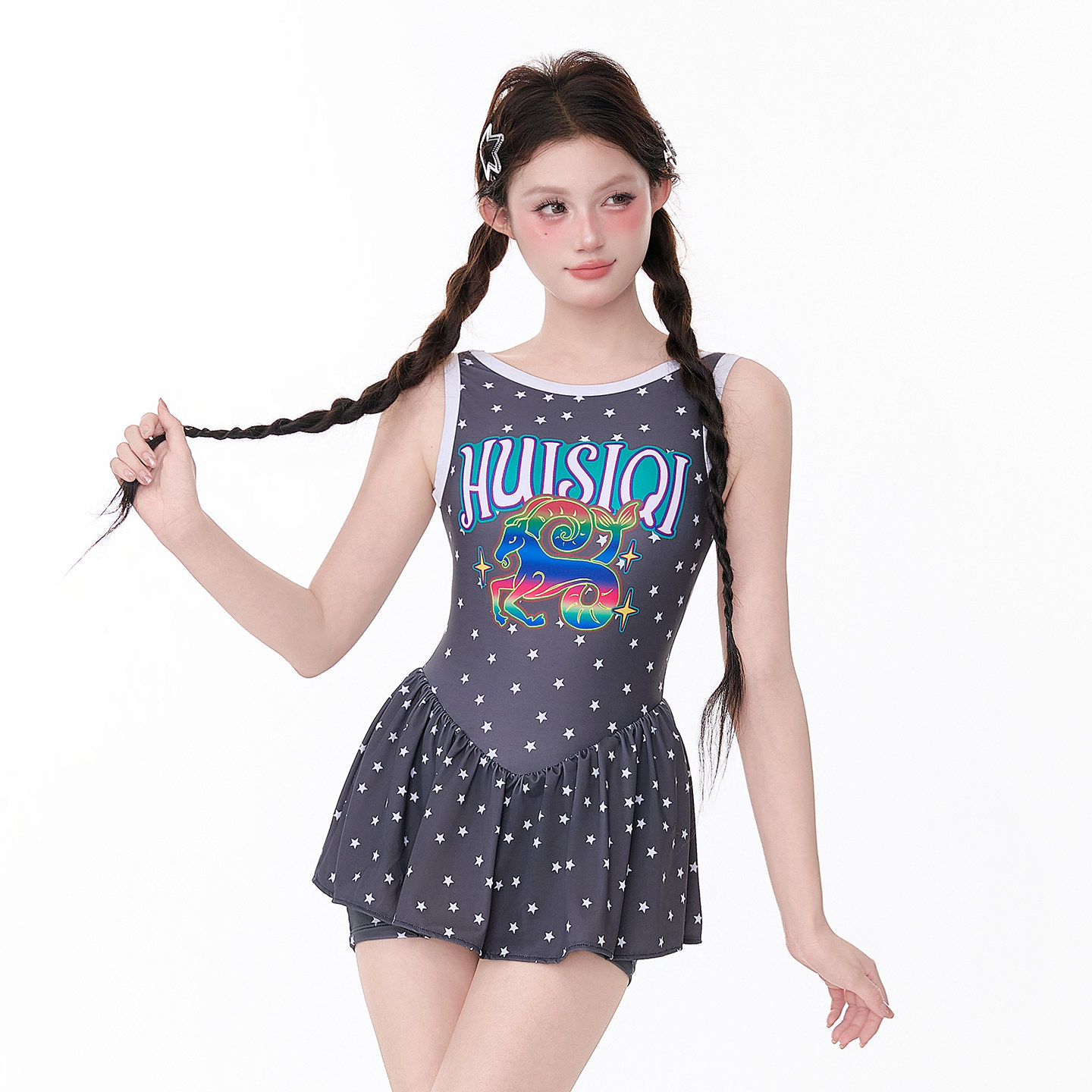 泳衣女款连体裙式平角裤显瘦遮肚运动保守学生少女高级感温泉泳装