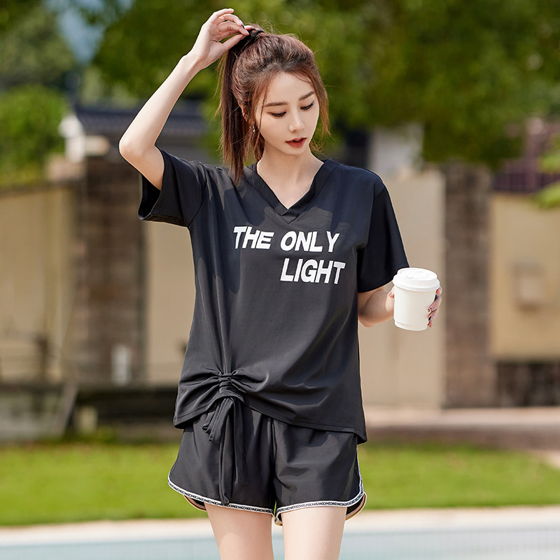 大码泳衣女款分体三件套保守运动宽松微胖女孩遮肉高级感温泉泳装