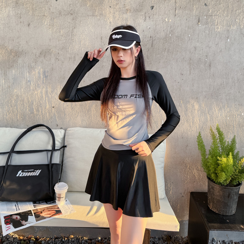 长袖泳衣女款分体保守运动微胖女孩遮肉高级感2025新款泡温泉泳装