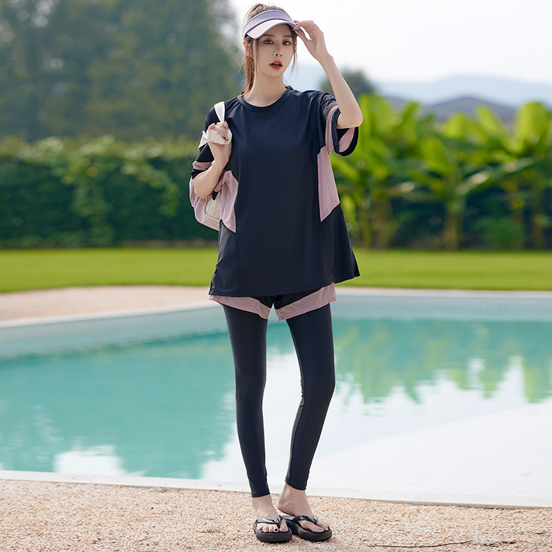 泳衣女款分体保守运动四件套长袖大码胖mm微胖女孩遮肉高级感温泉